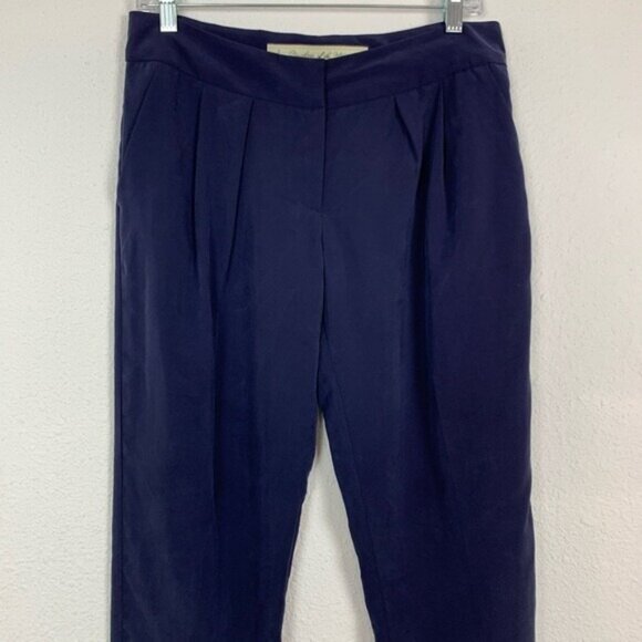 Daughters Of The Liberation Navy Blue Pleated Tapered Pants High Rise 4 Tall - Picture 2 of 6
